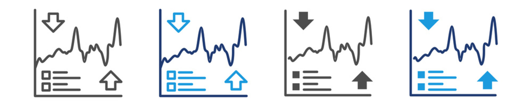 trading chart icon set multiple style