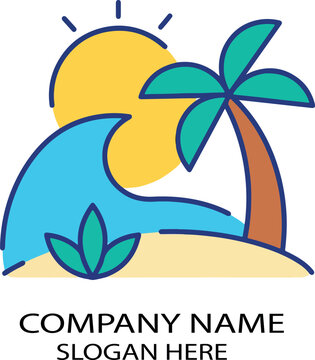 mexico summer beach logo icon vector white back ground 