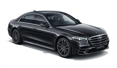 Obraz premium Luxury sedan car vector illustration modern long executive vehicle dynamic perspective isolated design