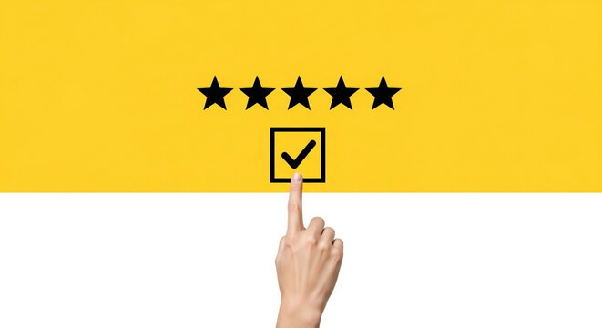 Hand clicking rating stars and checkbox