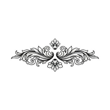 Black and white floral decorative design.