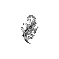 Fototapeta premium Black and white ornate leaf design.