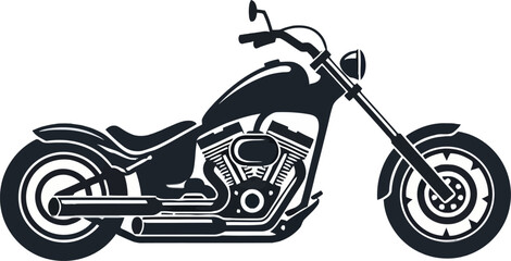 Black motorcycle with long handlebars. © just