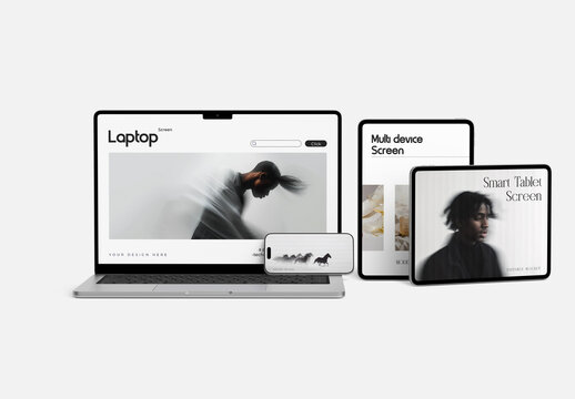 Realistic Multi Device Display PSD Mockup