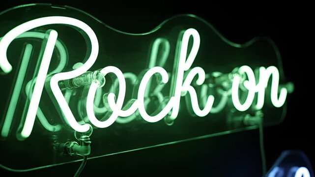 Neon Sign Rock On In Different Colors.