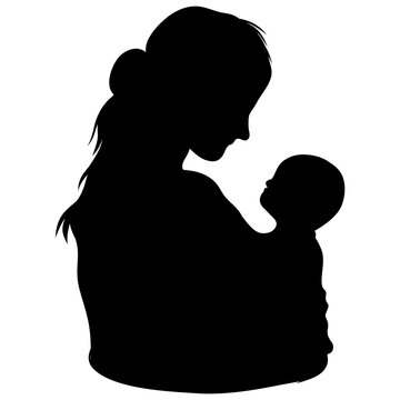 silhouette of a mother and baby 