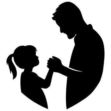 silhouette of a father holding his daughter's hand