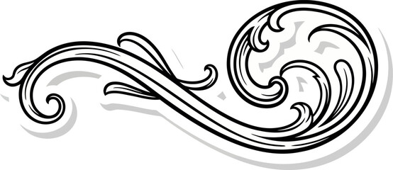 Fototapeta premium Black swirling wave decorative design element.