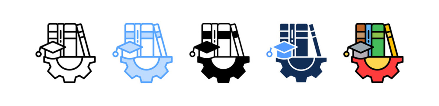 Education System Icon Multiple Style