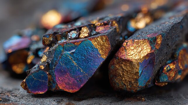 Iridescent Chalcopyrite Mineral Specimen with Golden Hues