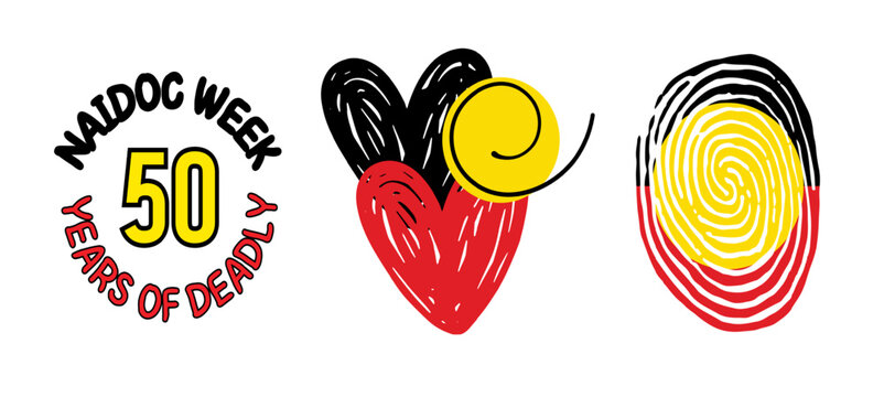 Art & Illustration of Australian Aboriginal Flag shapes Celebration, Indigenous Culture and Heritage Concept
