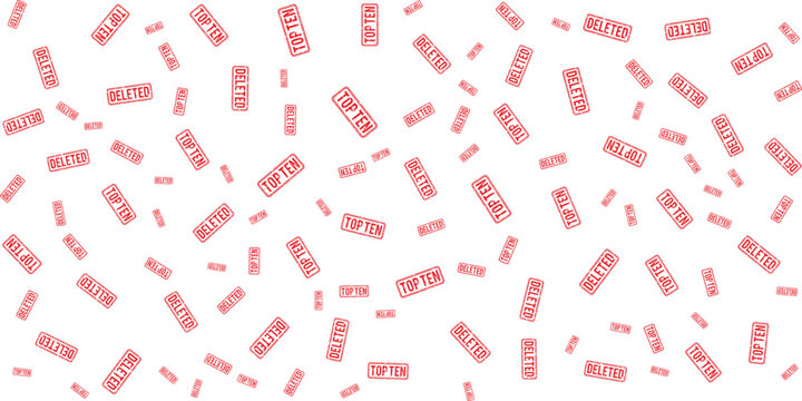 Seamless pattern of top ten and deleted stamps on transparent background