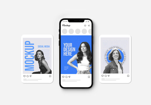Social Media Post Mockup on Mobile Screen
