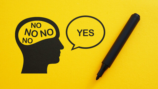 People Pleasing and Difficulty Saying No Concept with Human Mind Silhouette, Fear of Refusal, Lack of Personal Boundaries, Anxiety, Obligation and Assertiveness Problems