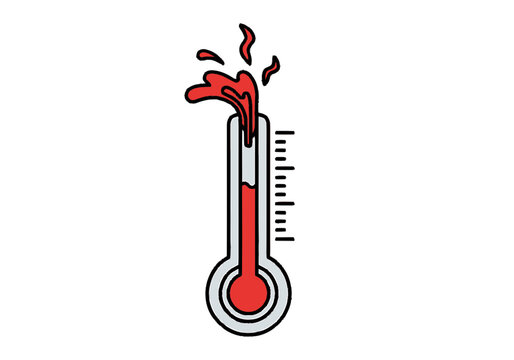 Exploding Thermometer Icon Representing Extreme Heat and High Fever