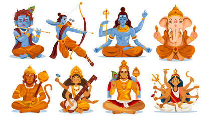 Fototapeta premium Hindu Gods Character Collection