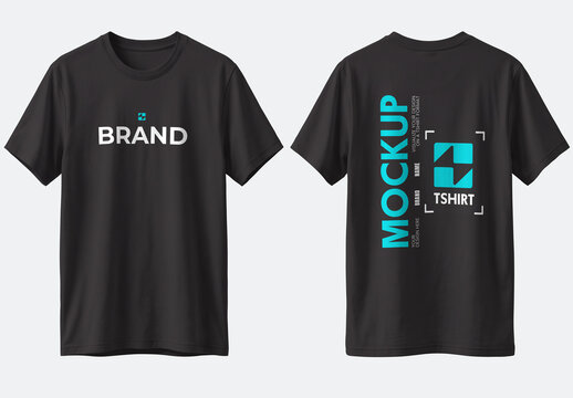 Black T Shirt Mockup Front and Back View