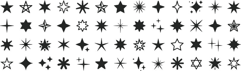 Fototapeta premium Star sparkle icon collection celestial shape design decorative shining element cosmic pattern abstract vector illustration graphic art