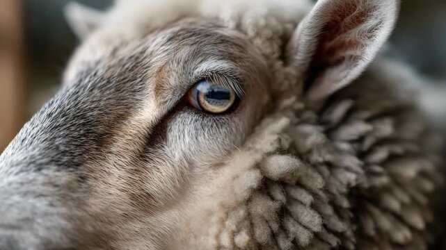 Close up of a sheep looking around