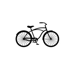 Fototapeta premium Classic Beach Cruiser Bicycle Silhouette Vector Graphic Isolated on White Background for Transportation and Leisure