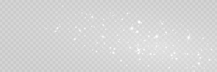 Obraz premium Christmas Holiday white confetti. Magic star dust background. Gold glitter light bg. Particle banner. Fairy bulb. Glow shine bokeh. Winter Celebration frame. Luxury party. Vector illustration