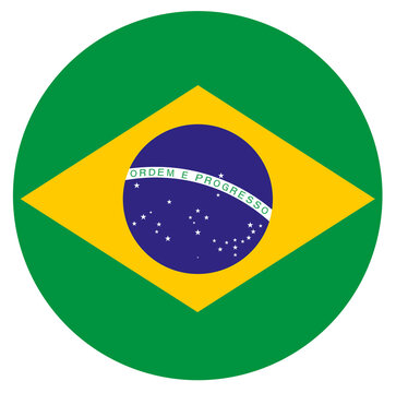 Flag of Brazil isolated in circle shape.