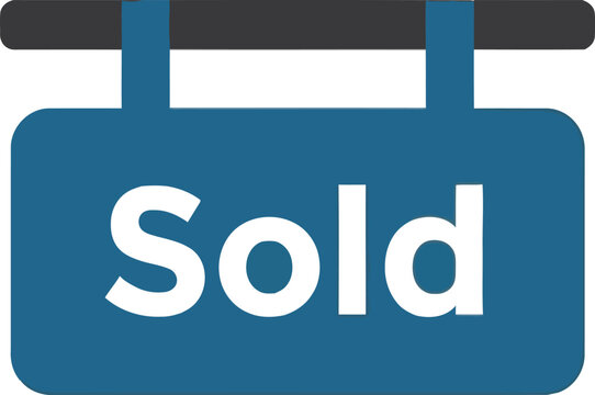 Blue Sold Sign Tag Icon.