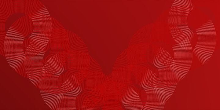 Latar belakang merah modern dengan garis kurva menyala. Gradasi merah modern pola garis lingkaran geometris abstrak seni vektor sederhana
