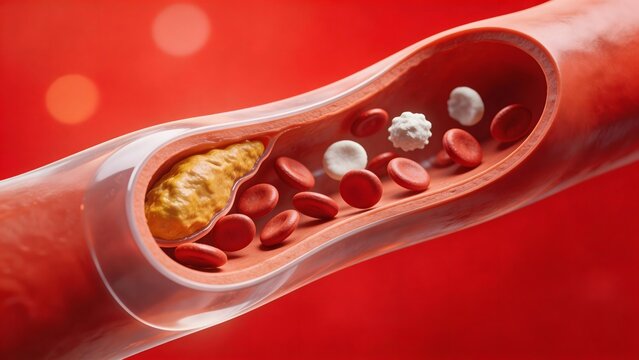 Blood vessel with cholesterol plaque