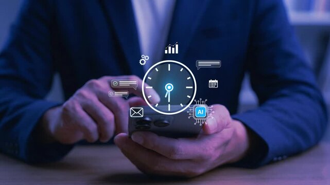 AI Calendar and Time Management Assistant for Smart Scheduling Task Planning Workflow Automation Mobile Productivity Reminder Notifications and Business Organization Technology Interface