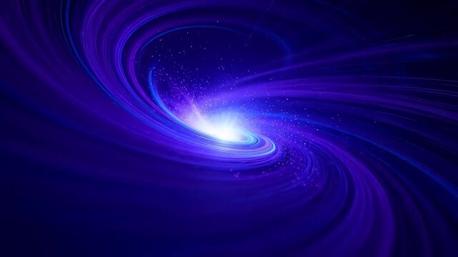 Purple and blue spiral vortex with bright center and flowing light