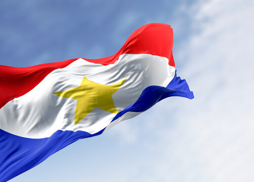 Saba national flag waving in the wind
