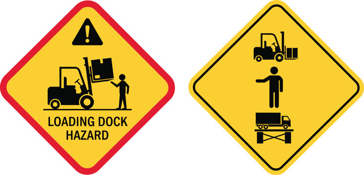 Loading dock hazard and safety signs