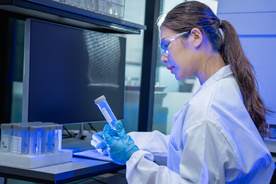 Laboratory scientist analyzing samples research lab scientific investigation modern environment close-up view innovative technology