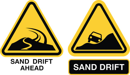 Sand drift warning road signs © Emonahmed
