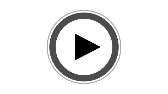 Play button icon with white circle and black triangle on gray outline