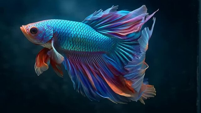 Colorful Tropical Fish Swimming in a Blue Aquarium Underwater