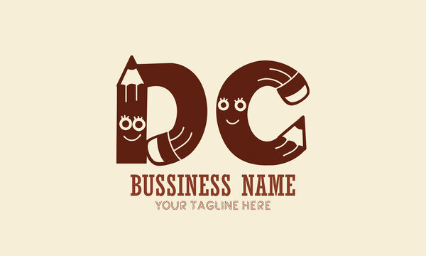 DC D dc initial logo | initial based abstract modern minimal creative logo, vector template image. luxury logotype logo, typography logo. initials logo, school logo, pencil, smily logo, stationary.