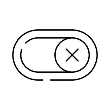 Toggle button showing an 'x' symbol, indicating a deactivated or off state in a digital interface, representing settings, disabling, or turning things off