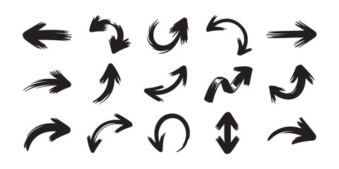 Hand painted arrows with rough brush strokes and creative designs. © StockDesign