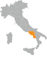 Obraz premium Campania Location on Map of Italy with States and Regions Editable Cartographic Illustration.