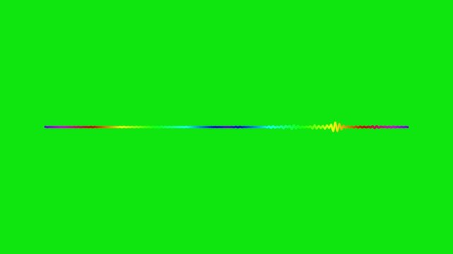 Abstract colorful audio waveform animation with glowing equalizer lines, seamless digital sound frequency motion and stylish music visualization effects on green background. 4k
