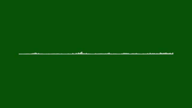 Digital audio spectrum animation featuring glowing music waveform lines, abstract equalizer graphics and seamless looping sound visualization on green background. 4k