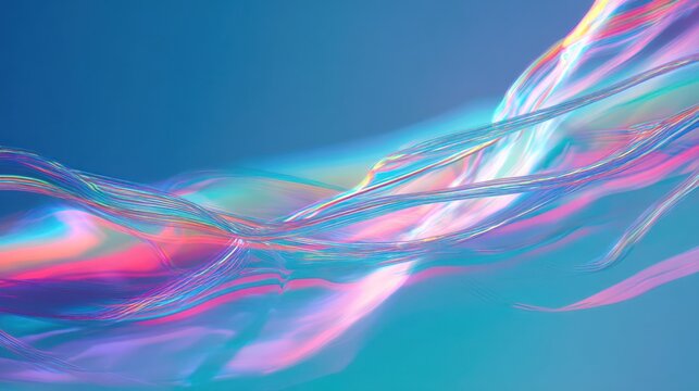 Abstract flowing iridescent ribbon artwork