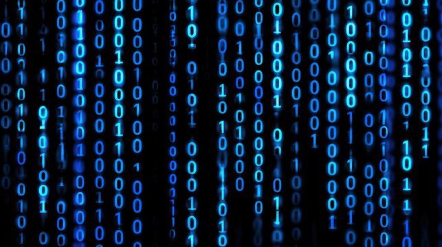 Abstract digital rain with binary code