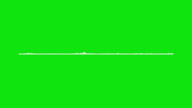 Dynamic waveform spectrum animation with glowing white equalizer bars, abstract audio frequency motion and seamless green background sound visualization effects