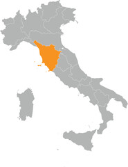 Obraz premium Tuscany Location on Map of Italy with States and Regions Editable Cartographic Illustration.