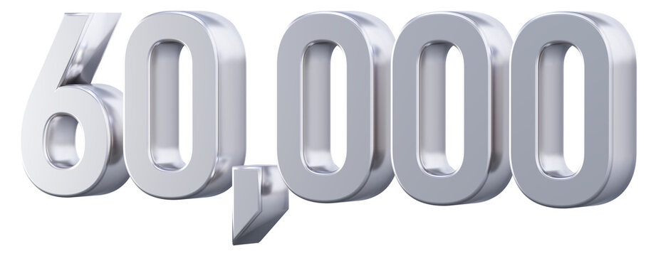 Polished silver 3D 60,000 numeric digits