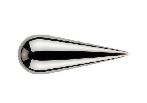 A sleek, black and silver bullet with a reflective surface and pointed tip
