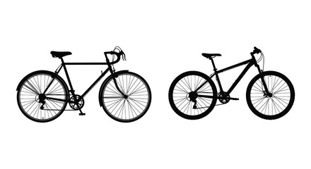 Fototapeta premium bicycle silhouettes two bikes on white background